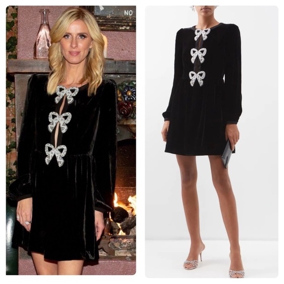 h&m black jersey dress Camille Velvet Embellished Bows Dress in Black  SALONI